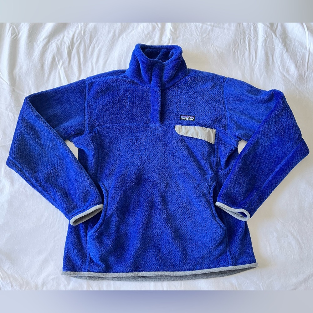 Women’s Patagonia “Re-Tool Snap-T Pullover” with High-Pile Fleece in Blue